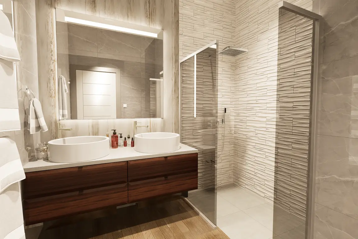 Primary bathroom with double sinks